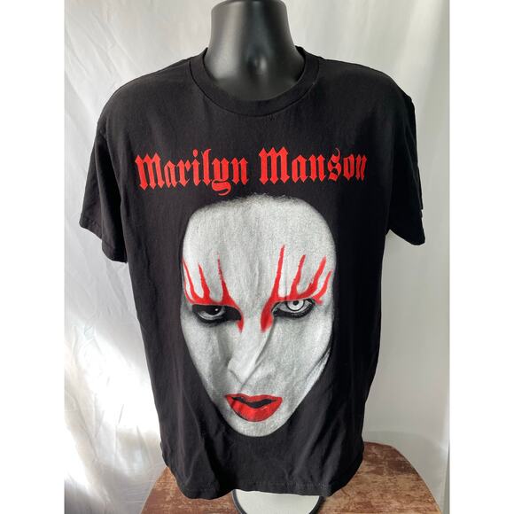 Marilyn Manson Face Graphic T-Shirt Black Size Large - Picture 1 of 6